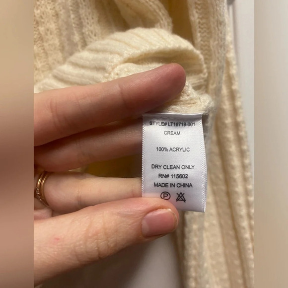 NWT Nordstrom “All In Favor” Cream Knit Cropped Sweater Size XL - Picture 5 of 6